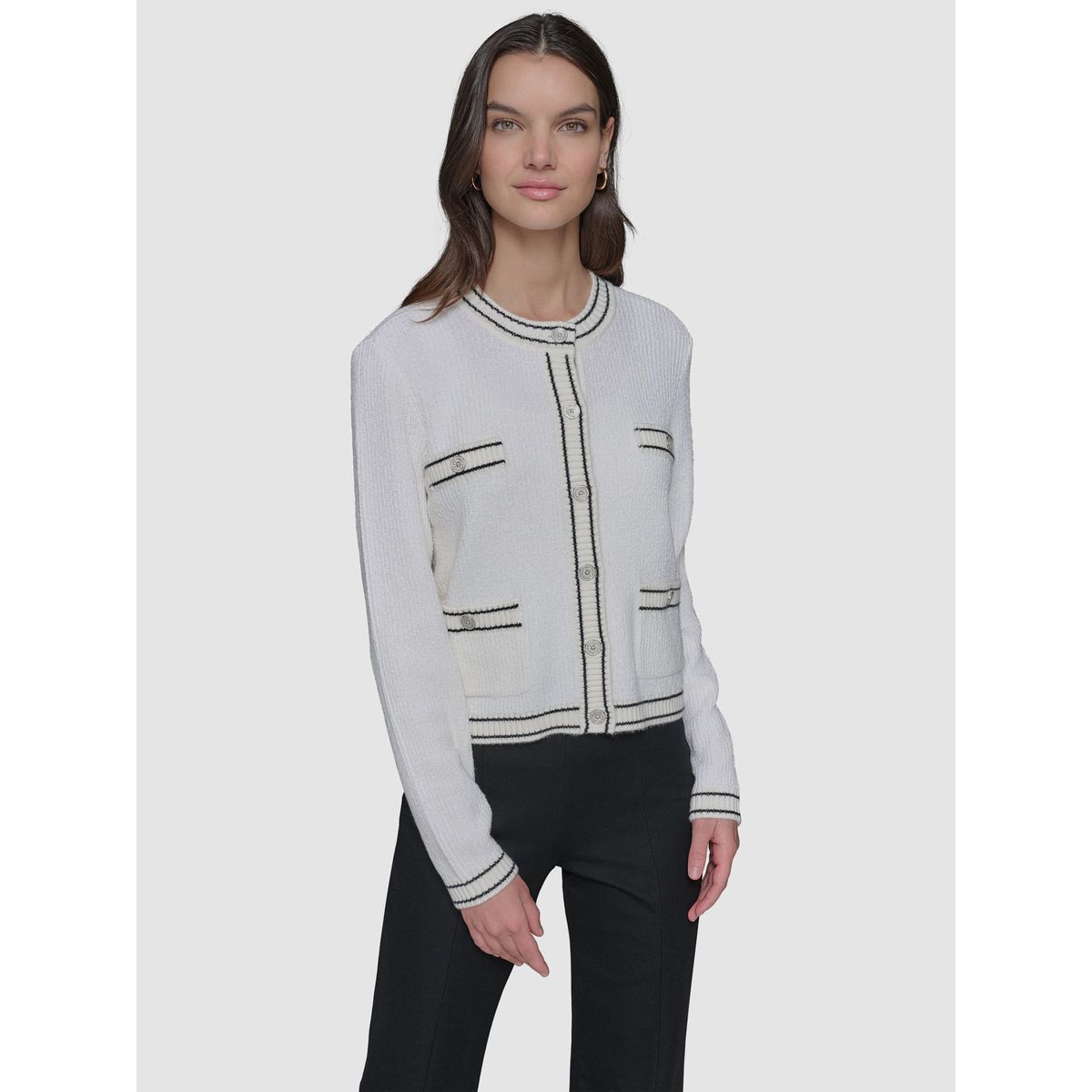 KARL LAGERFELD - Sweater marled de multiples bolsillos