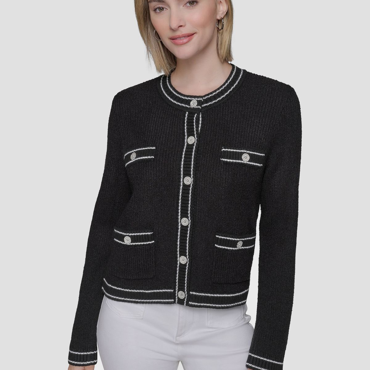 KARL LAGERFELD - Sweater marled de multiples bolsillos