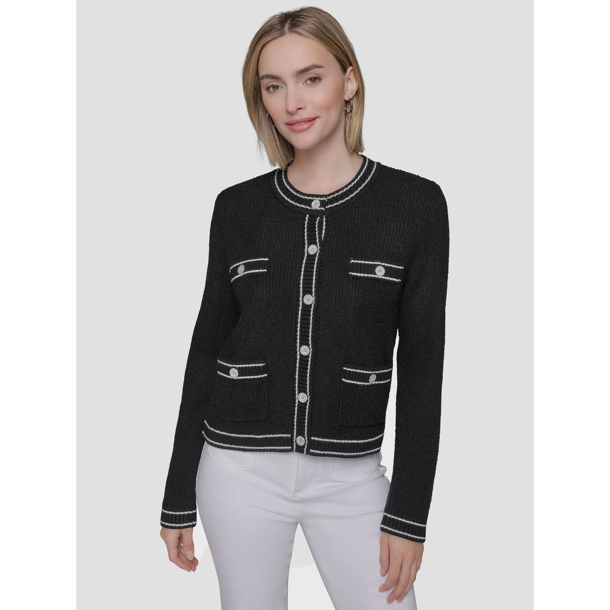 KARL LAGERFELD - Sweater marled de multiples bolsillos