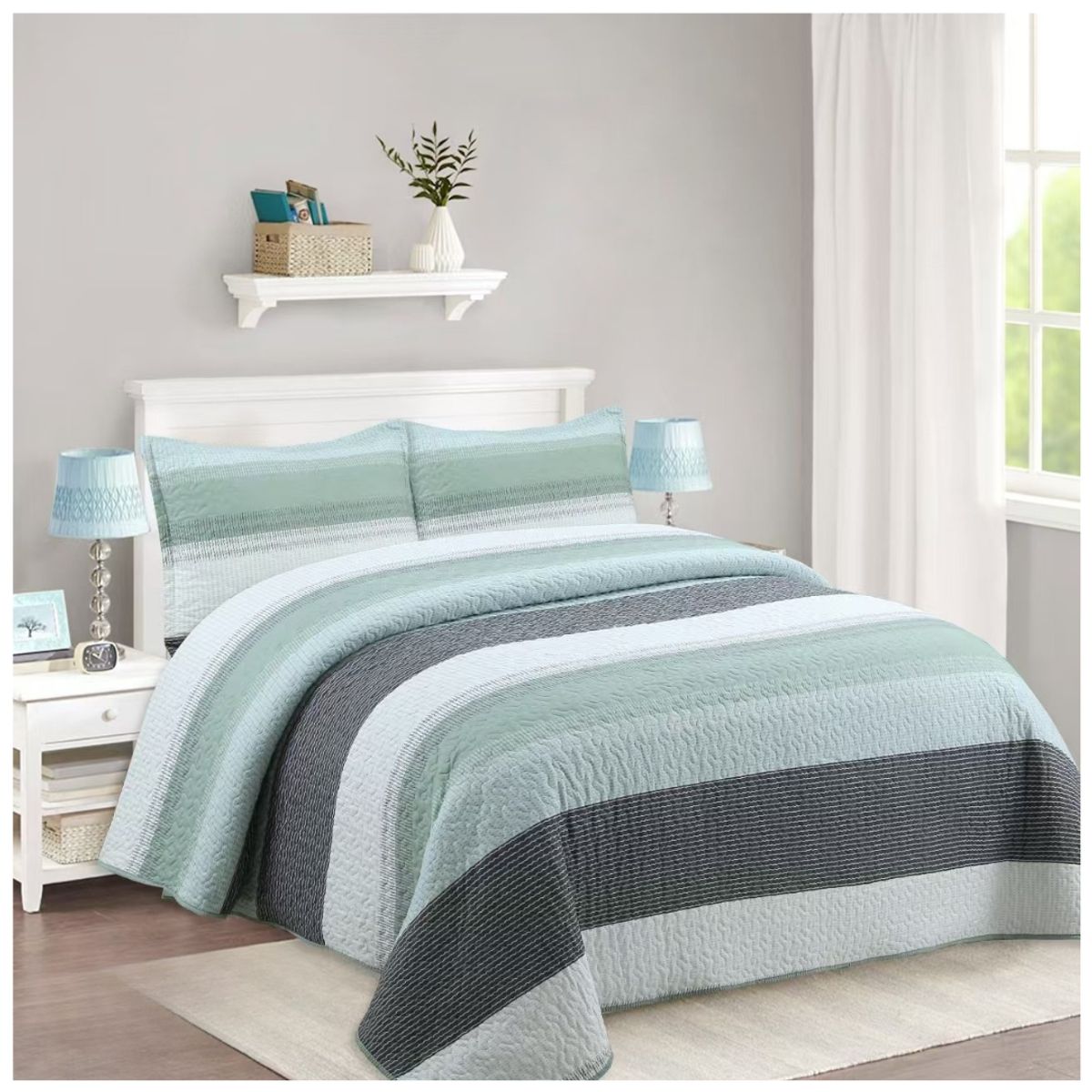 GENERICO - Cubrecama Verano Delgado 1.5 Plazas Quilt Diseño Estampados