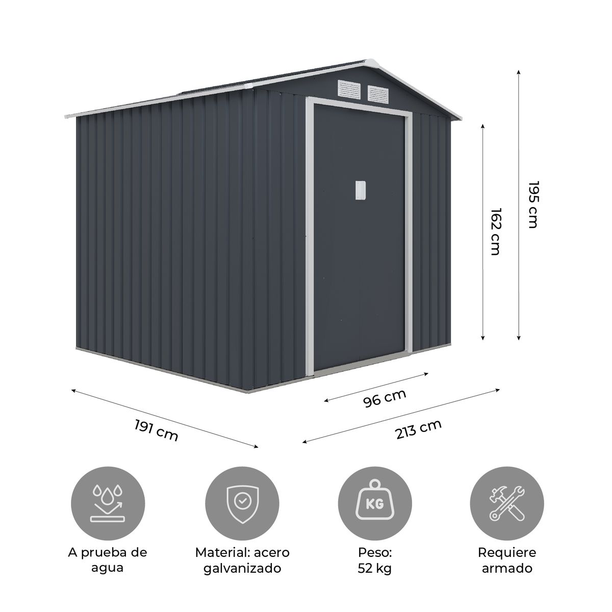 HALTEN - Bodega de Jardín 367mt2 Halten Archer-B Acero 213x191x195