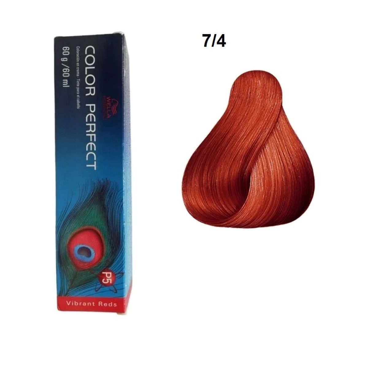 WELLA - Tinte Wella Color Perfect 7.4 Rubio Mediano Rojo 60ml