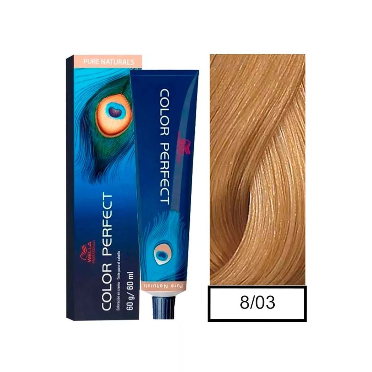 WELLA - Tinte Wella Color Perfect 8.03 Rubio Claro Natural Dorado 60ml