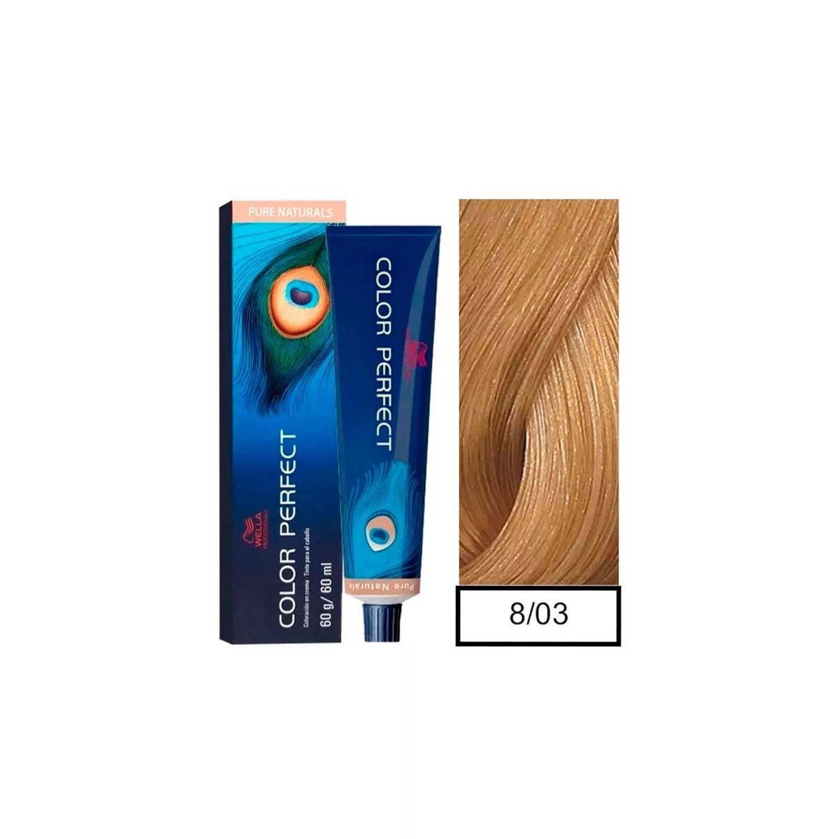 WELLA - Tinte Wella Color Perfect 8.03 Rubio Claro Natural Dorado 60ml