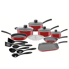 TRAMONTINA - Batería De Cocina Juego De Ollas 18 piezas Rojo