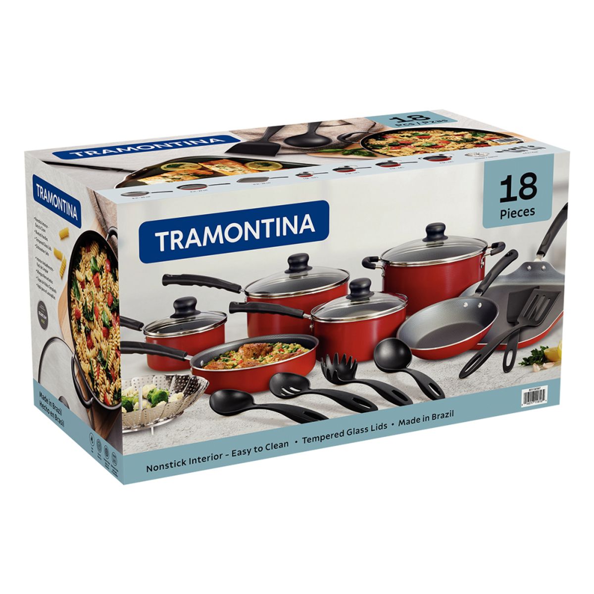 TRAMONTINA - Batería De Cocina Juego De Ollas Tramontina 18 piezas Rojo