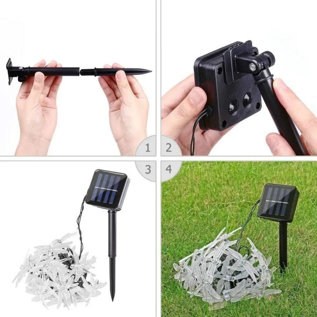 GENERICO - Guirnalda Solar Libelula Luces Led Decoracion Para El Jardin Amarillo