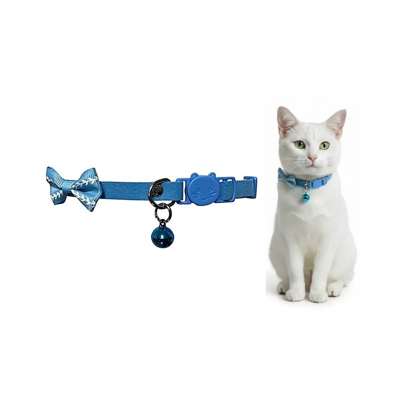 GENERICO - Collar Para Gato Gatita Anti Ahorque Con Lazo Azul Claro