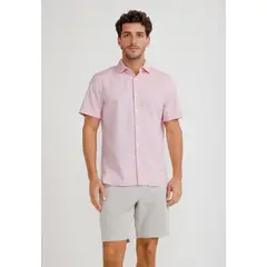 PERRY ELLIS - Camisa Hombre Manga Corta Algodón Coral