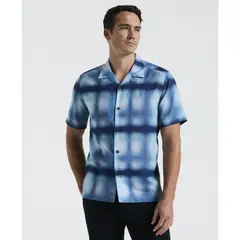 PERRY ELLIS - Camisa Hombre Lino Manga Corta Denim