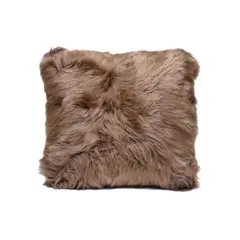 GENERICO - Cojín Decorativo de Piel de Oveja Punta Natural 40 x 40 cm - Beige Oscuro
