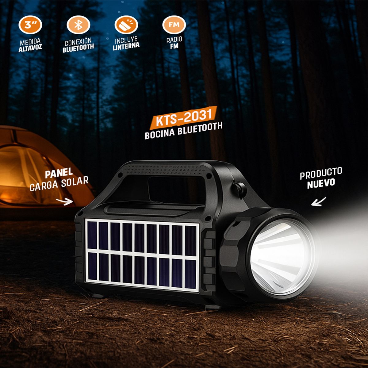 GENERICO - Linterna Parlante Bluetooth Radio Solar Para Exterior Camping