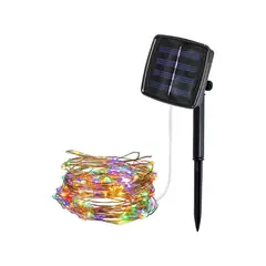 GENERICO - Guirnalda Luces LED Multicolores Solares De Cobre 10 Metros