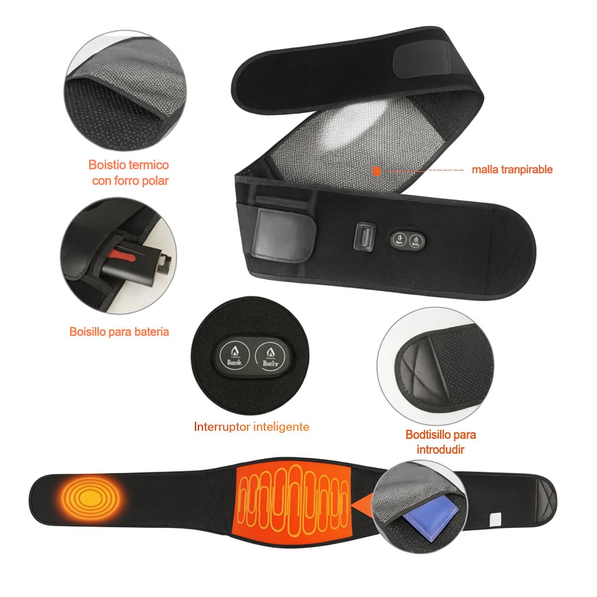 MOVI - Faja terapéutica lumbar 3 niveles de calor y frío