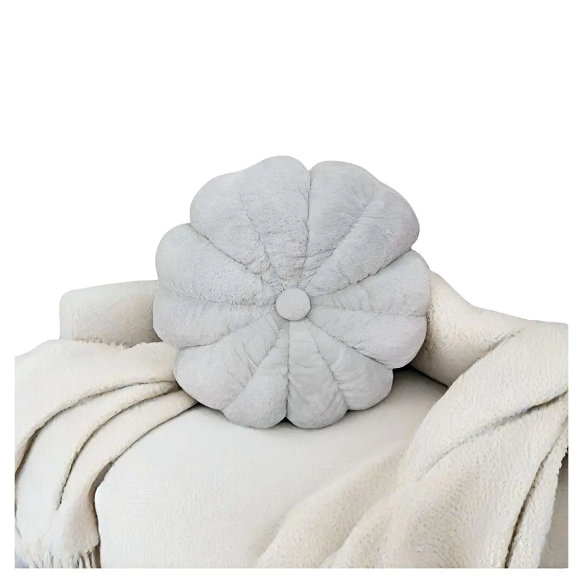 GENERICO - ALMOHADA COJIN FLOR GRIS 50 CM
