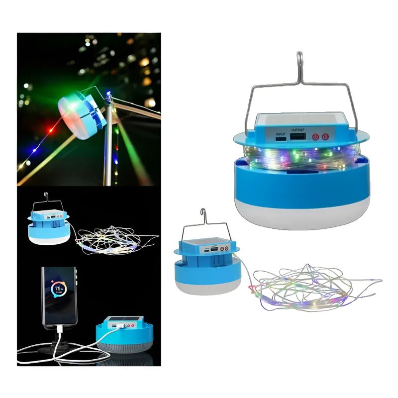GENERICO - Luz Solar Foco Con Luces Hada De 8m Decorativa Y Powerbank