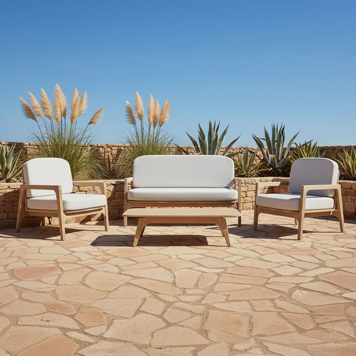 DECO EXTERIOR - Sofa de exterior Santerra 1 cuerpo - madera Teka