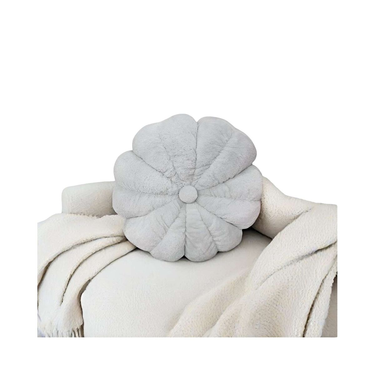 GENERICO - ALMOHADA COJIN FLOR GRIS 50 CM