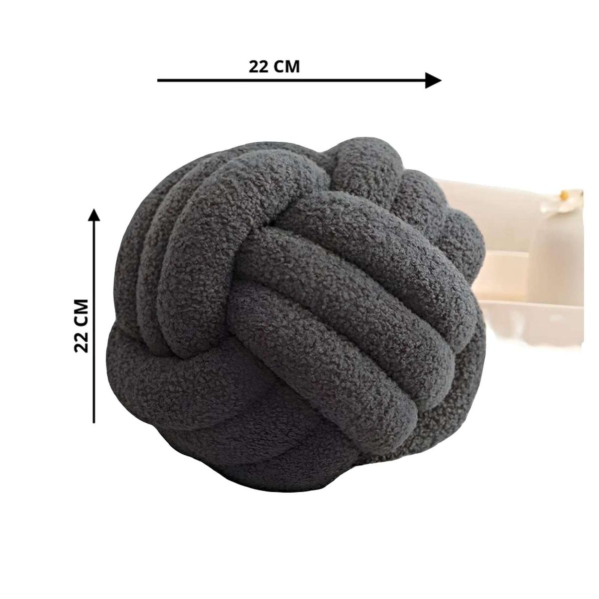 GENERICO - ALMOHADA COJIN NUDO GRIS 22 CM