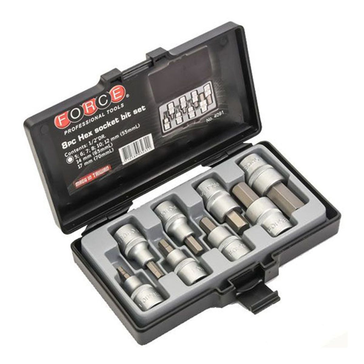 FORCE - Juego de Dados Allen 1/2 - 5 a 17 mm - 8 Piezas