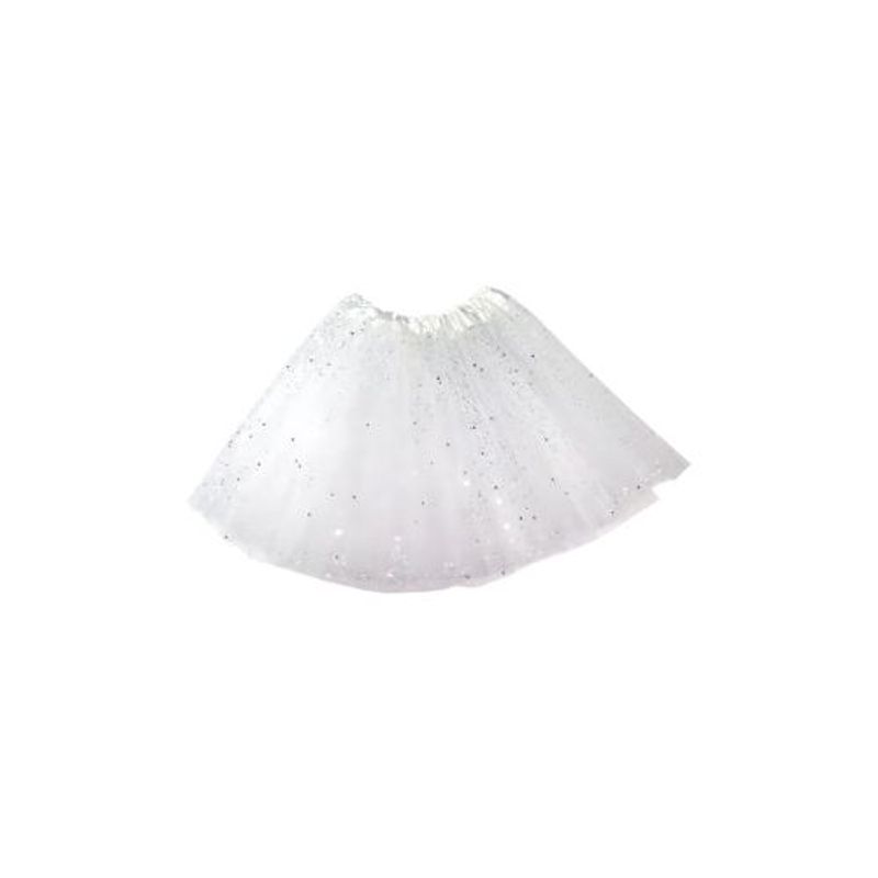GENERICO - Falda Ballerina Escarcha Blanca 30 Cm X1 Unidad