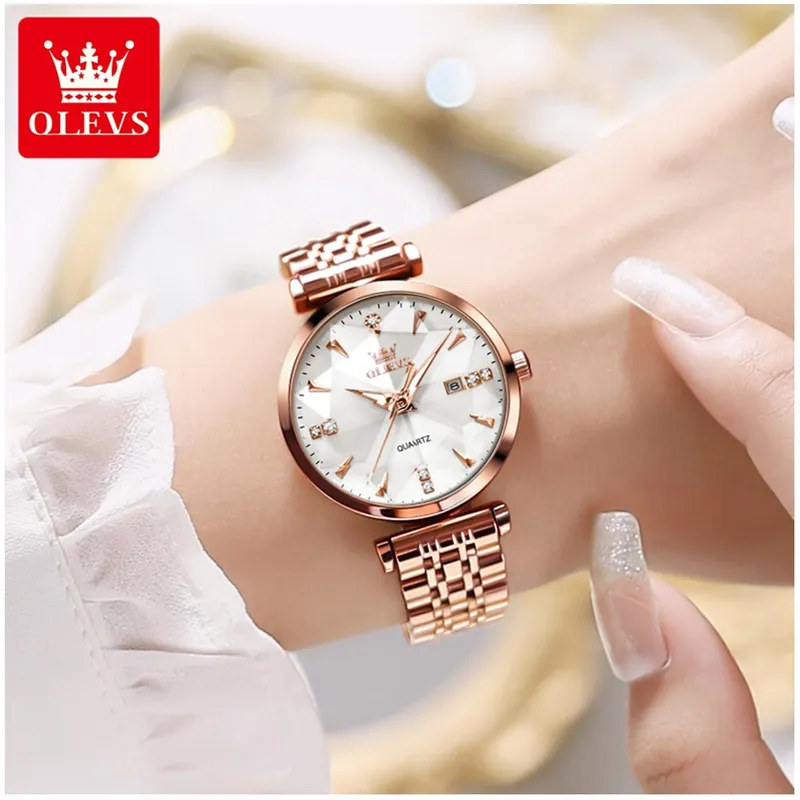 GENERICO - Reloj de Lujo para Mujer con Esfera Blanca Clásica Pulida Cristales