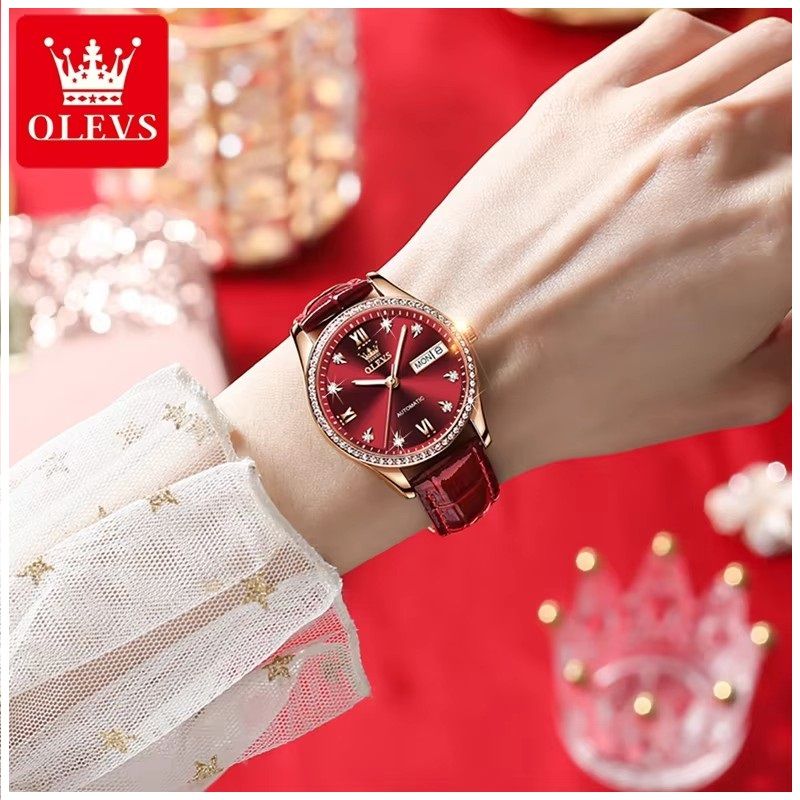 GENERICO - Reloj de Lujo Elegante para Mujer con Correa de Cuero y Cristales