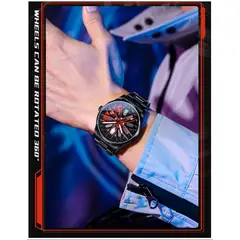 GENERICO - Reloj Deportivo Diseño Exclusivo Llanta de Coche Giratoria Esfera 3D