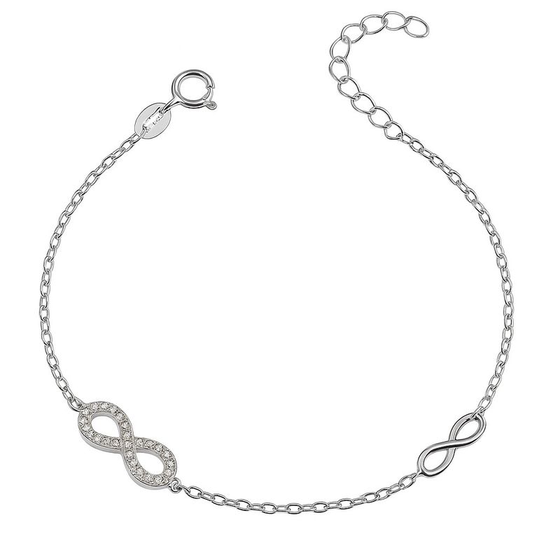 TODOJOYAS - Pulsera Plata 925 Dos Infinitos y Circones