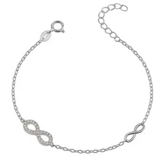 TODOJOYAS - Pulsera Plata 925 Dos Infinitos y Circones