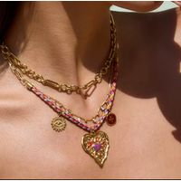 Collar Corazón trenzado chapado en oro 14k