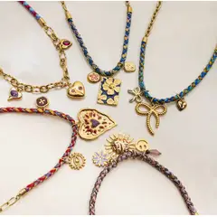 GENERICO - Collar Corazón trenzado chapado en oro 14k