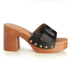 VIA UNO - Sandalia Mujer Negro 22633616