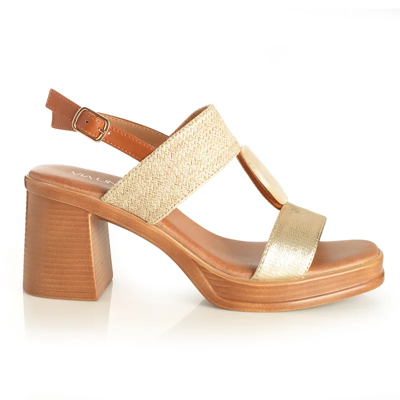 VIA UNO - Sandalia Mujer Via Uno Dorado 22633615