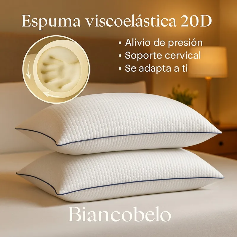 BIANCOBELO - Almohada Cervical Viscoelástica 50x70 Pack 2