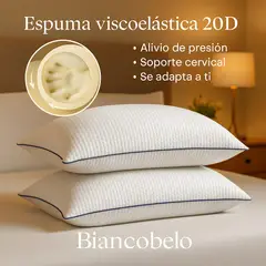 BIANCOBELO - Almohada Cervical Viscoelástica 50x70 Pack 2