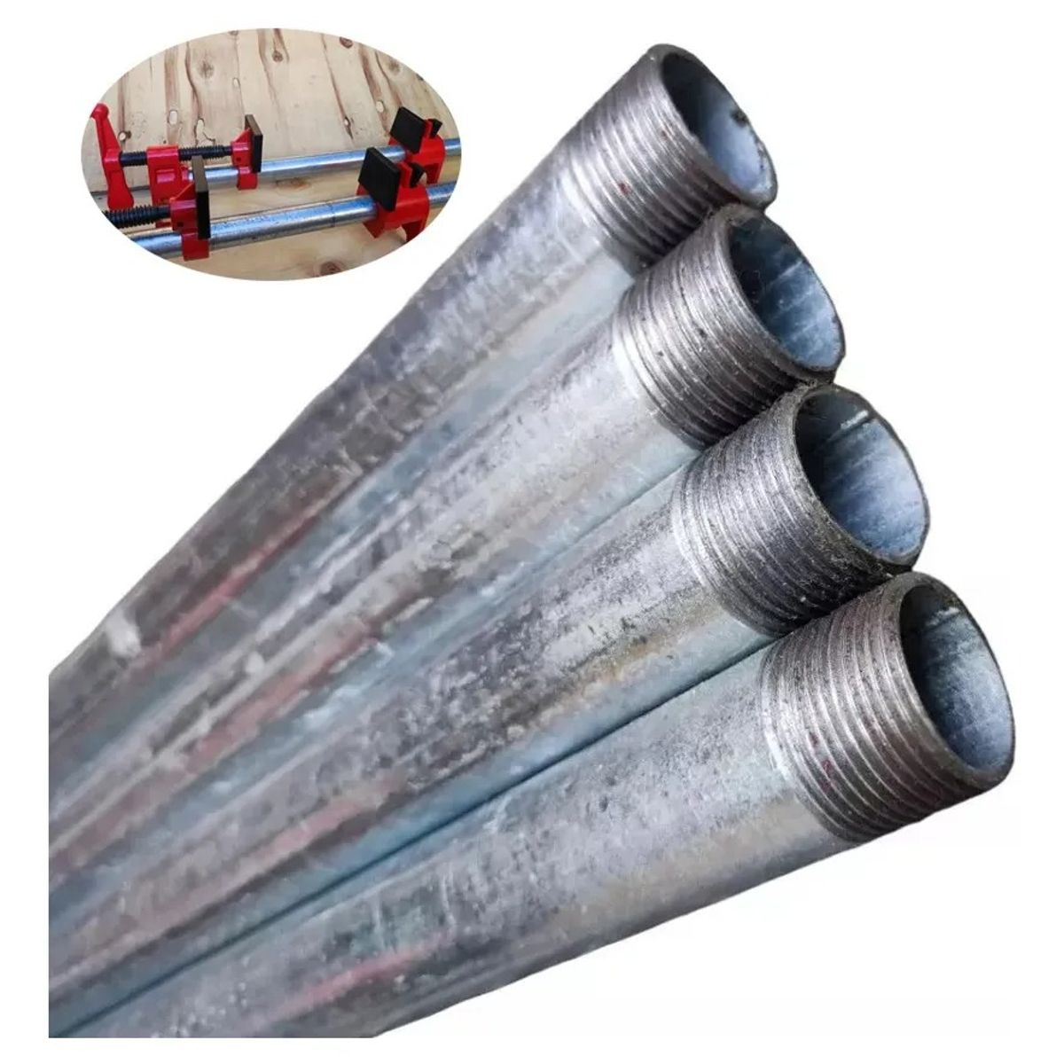 GENERICO - 4 Tubos Galvanizados 1,2mt De Largo C/u Para Prensa Tubo 3/4