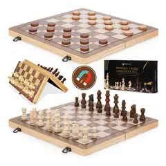 GENERICO - 2 En 1 Juego De Ajedrez Magnético De Madera Plegable39x39cm