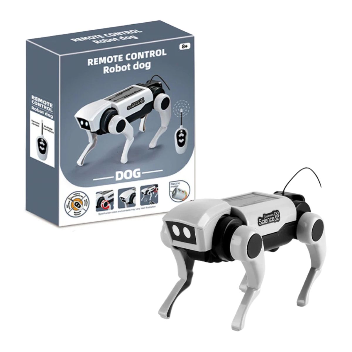FLIPEREX - Kit Arma Tu Primer Perro Robot RC a Control Remoto Juguete Infantil - Blanco