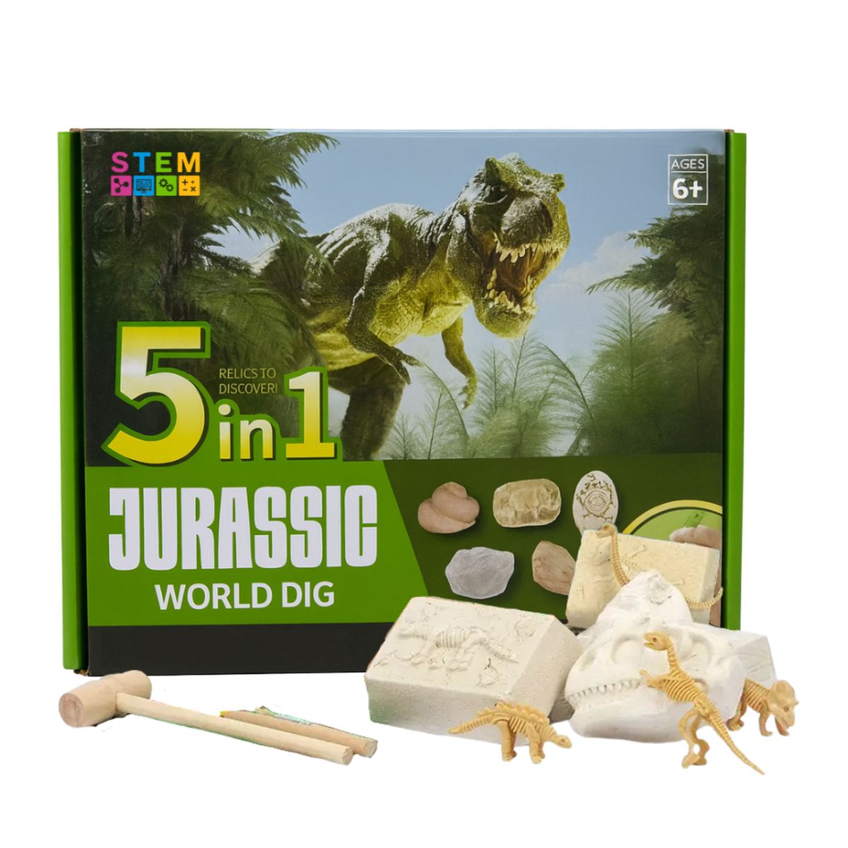 FLIPEREX - Kit De Excavación Jurassic 5 En 1 Juguete Educativo Infantil