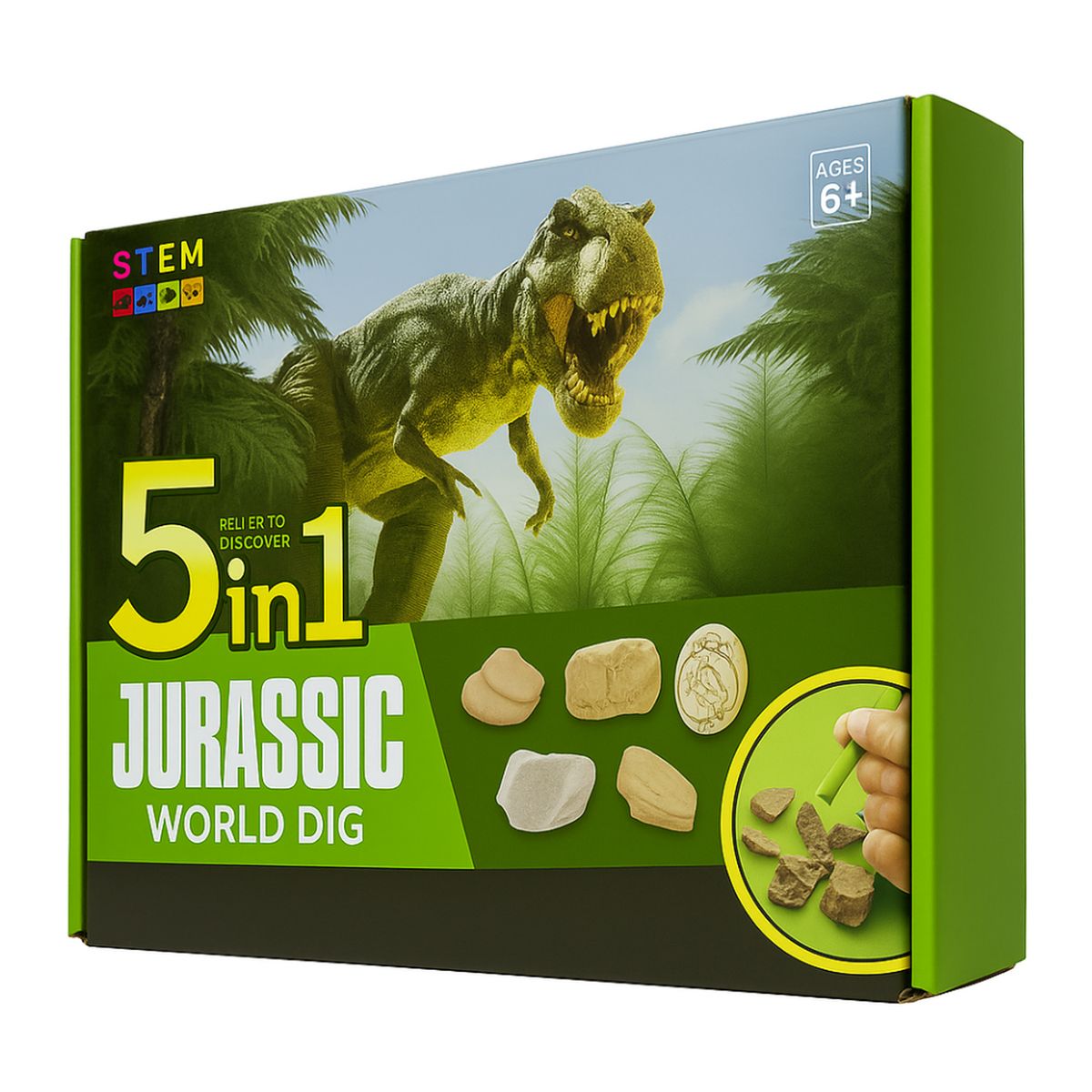 FLIPEREX - Kit De Excavación Jurassic 5 En 1 Juguete Educativo Infantil