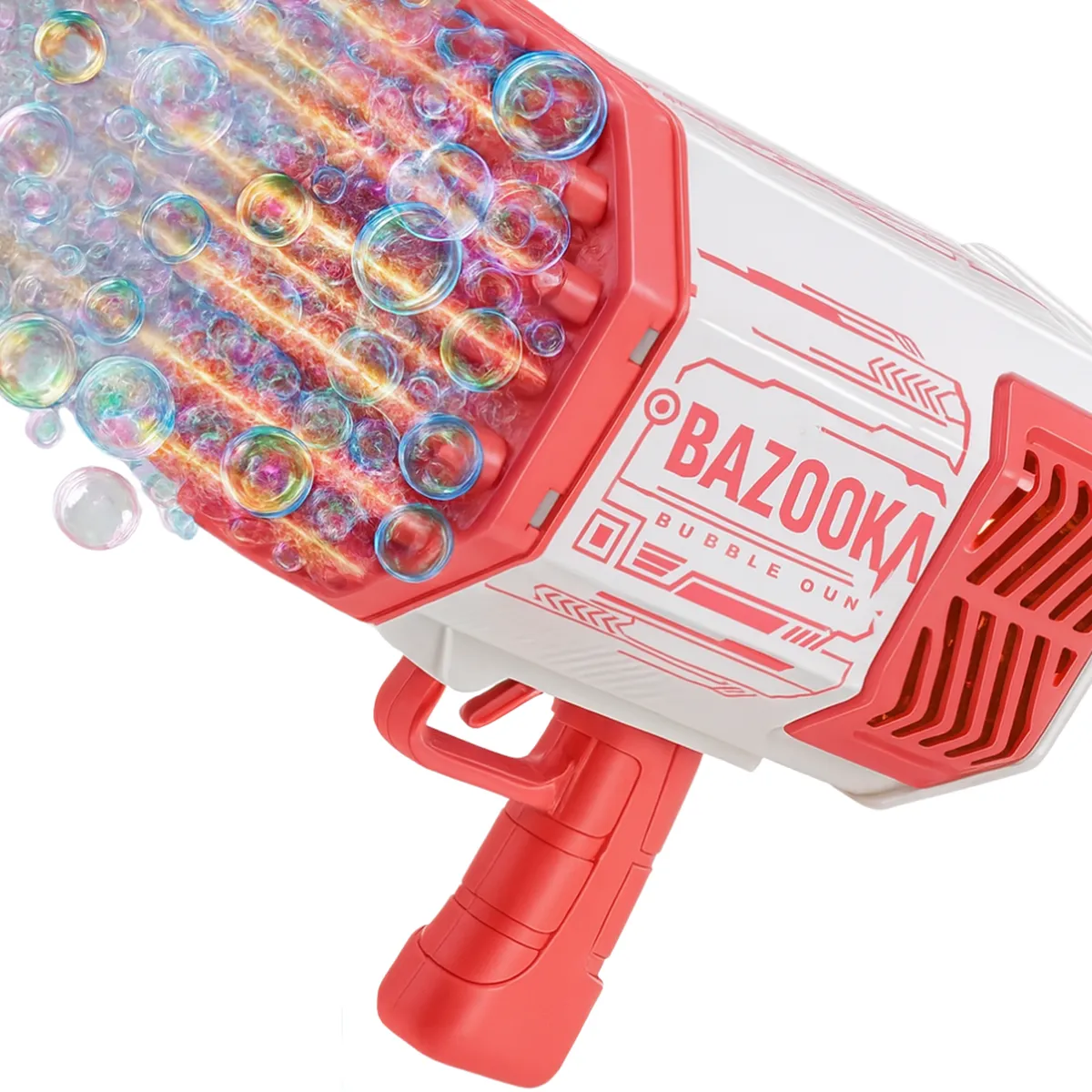 FLIPEREX - Pistola De Burbujas Bazooka Bubble Gun Juguete Con Luces Led - Rosa