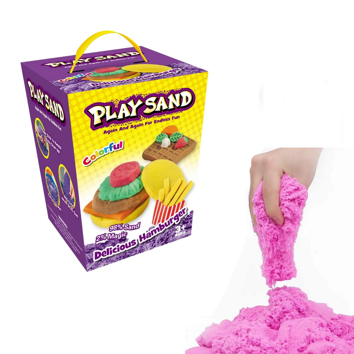 GENERICO - Set De Arena Magica Infantil Con Accesorios y Moldes Variado - Amarillo