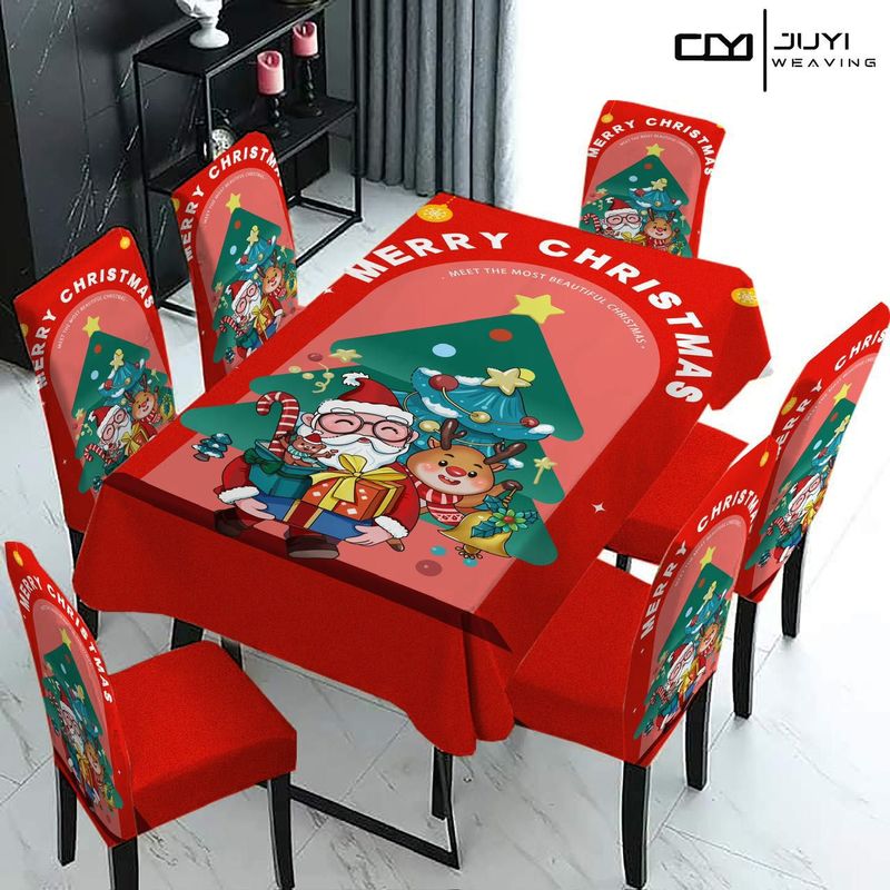 GENERICO - Set Mantel de Mesa  Fundas Para Silla Navideño