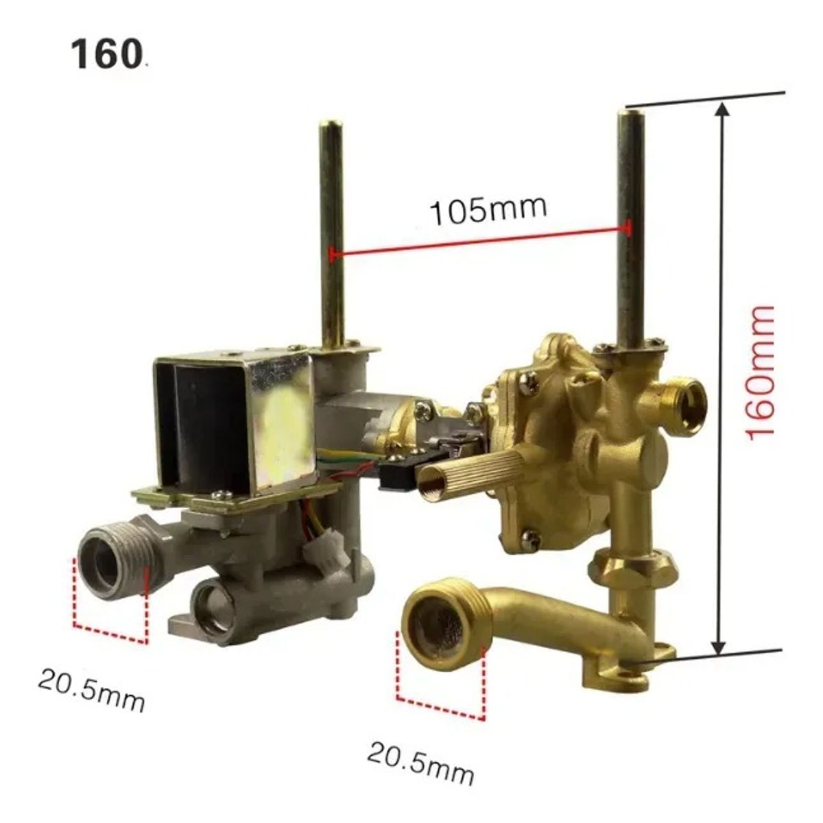 GENERICO - Equipo Multiválvulas 160mm Para Calefón De 8 L