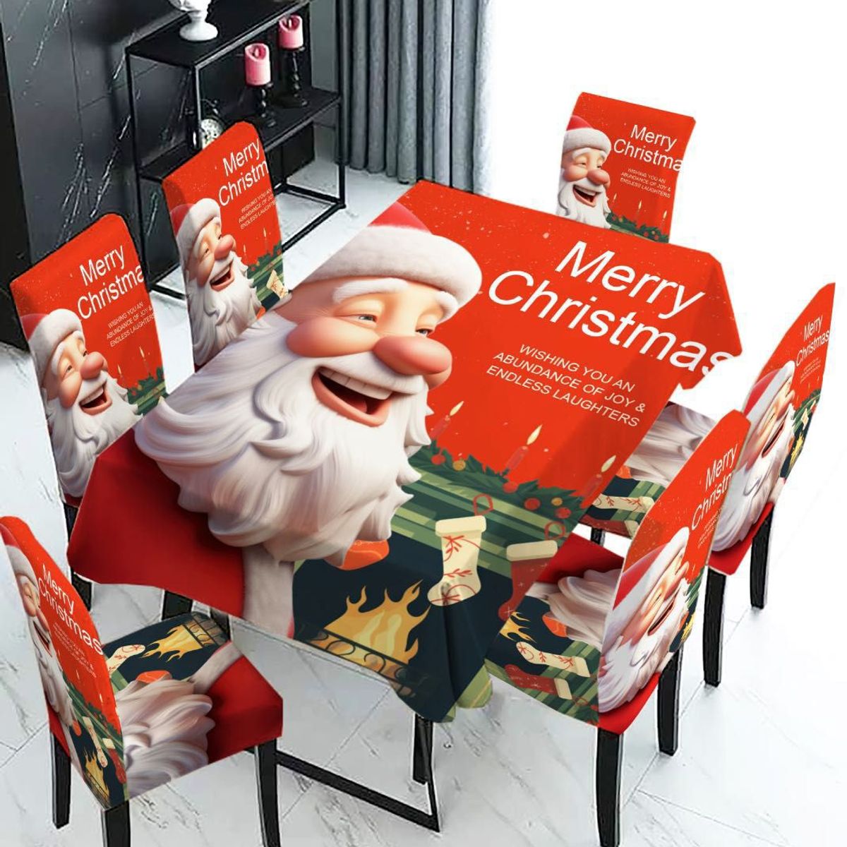 GENERICO - Set Mantel de Mesa  Fundas Para Silla Navideño