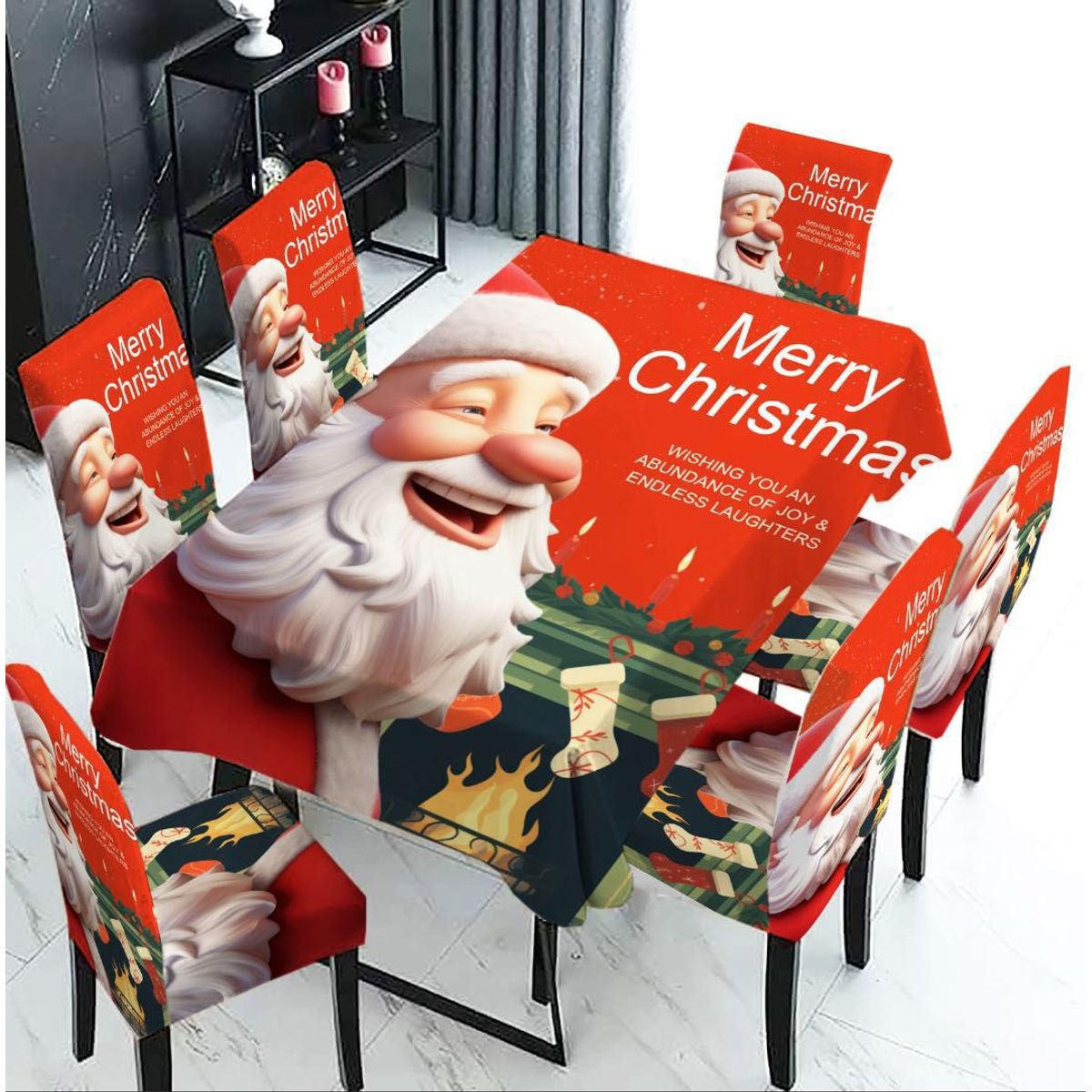 GENERICO - Set Mantel de Mesa  Fundas Para Silla Navideño