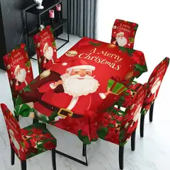GENERICO - Set Mantel de Mesa Fundas Para Silla Navideño
