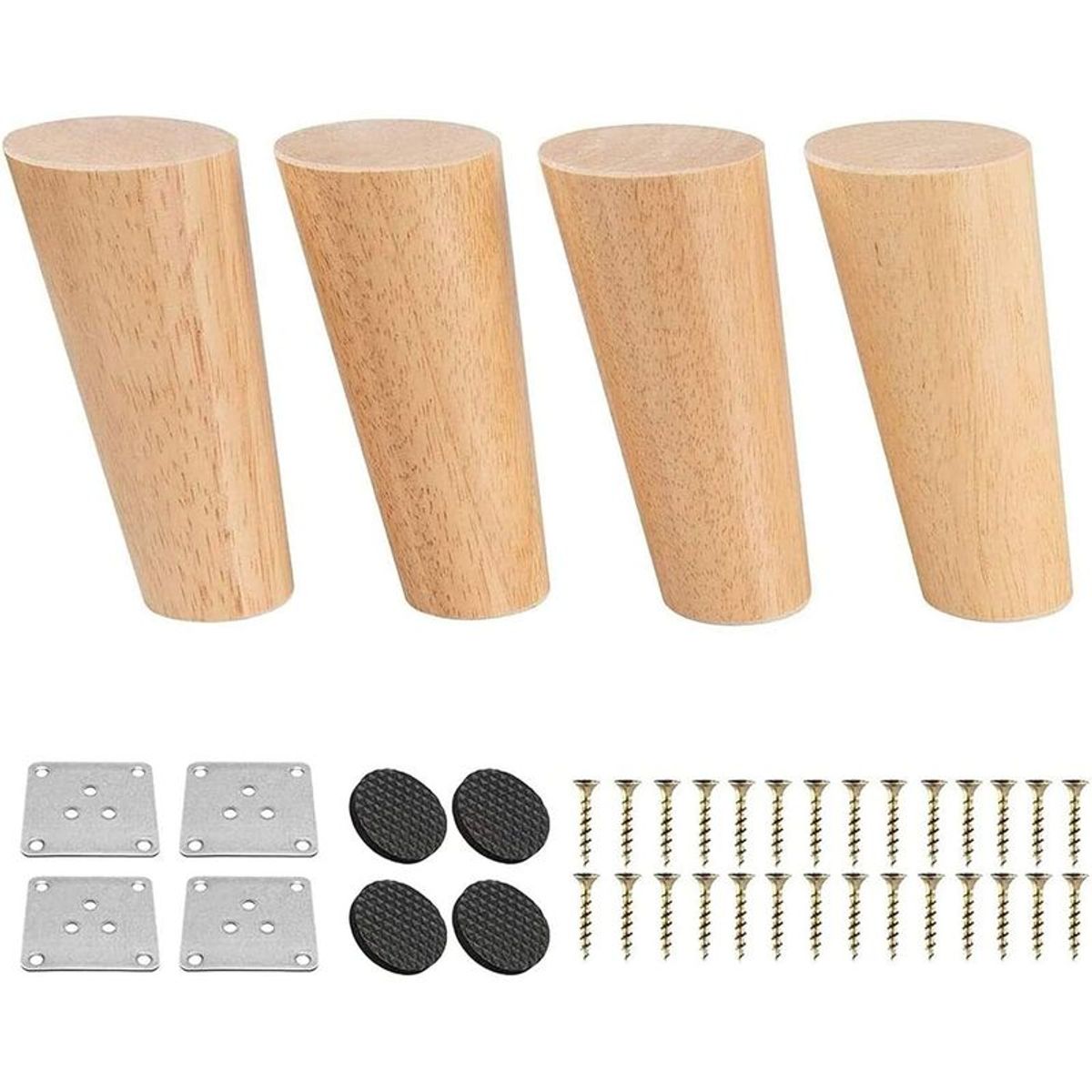 GENERICO - Set 4 Patas De Madera Maciza Para Muebles 12cm