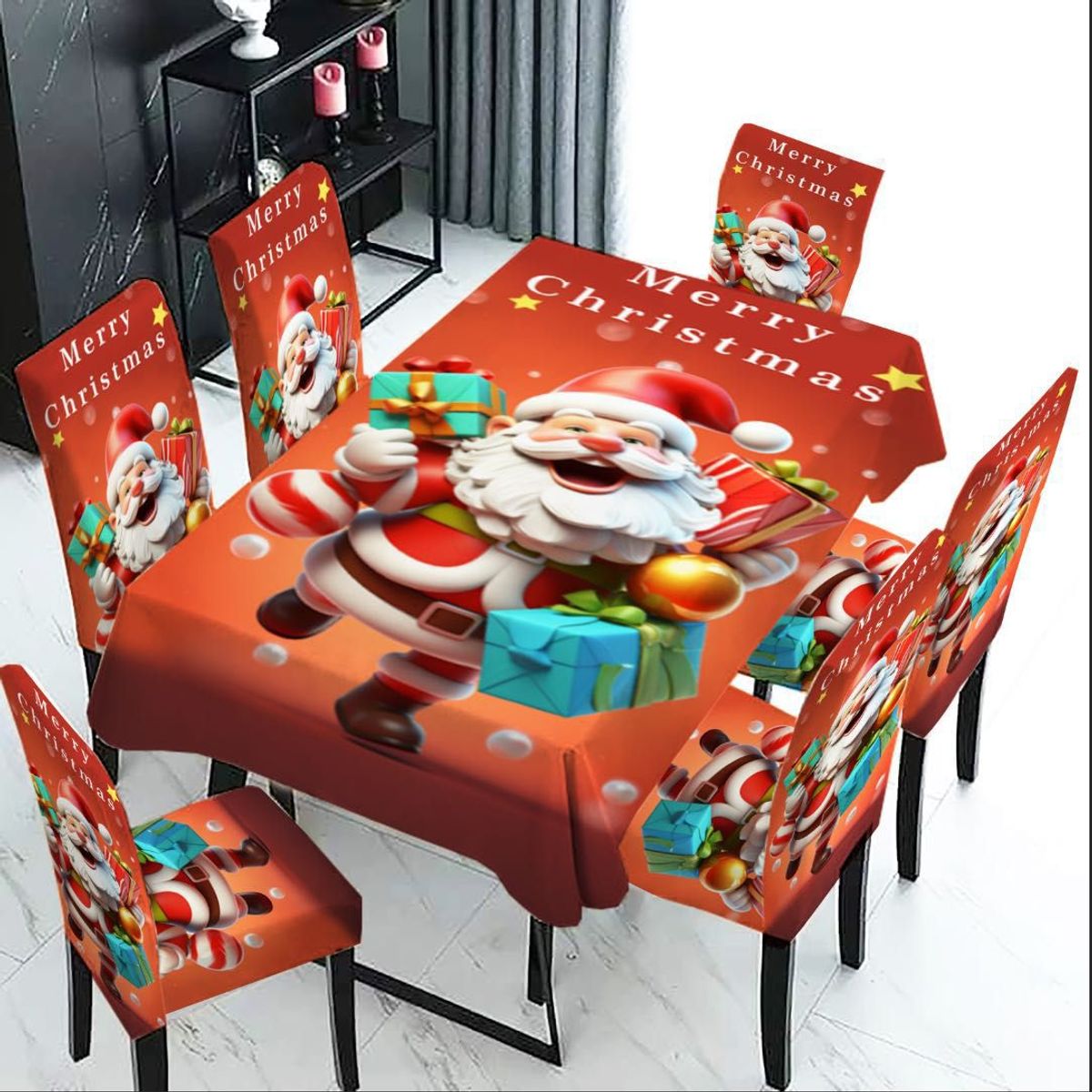 GENERICO - Set Mantel de Mesa  Fundas Para Silla Navideño